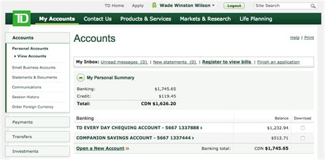 my td account.